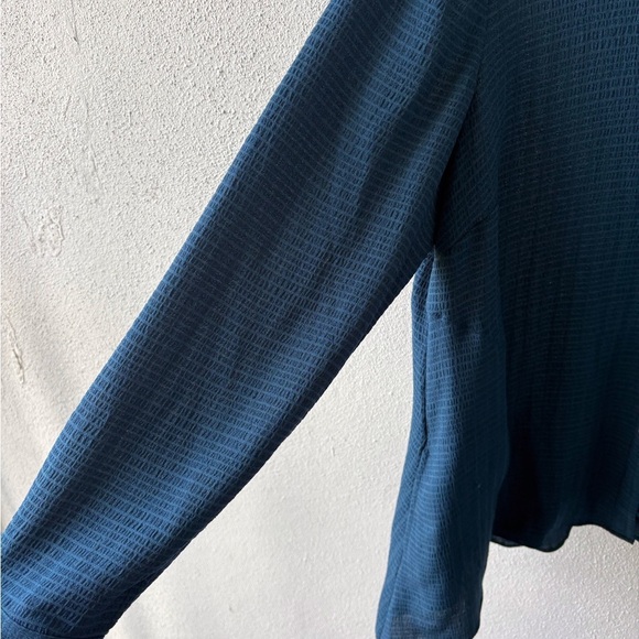 LOGO Lori Goldstein Long Sleeve Asymmetrical Teal Large Oversized Pockets Button - Picture 3 of 12